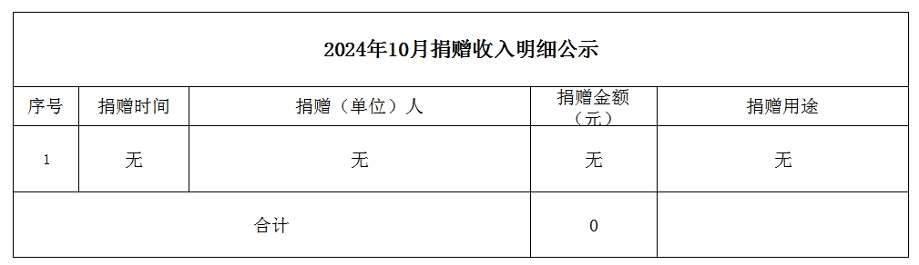 2024年10月捐赠收入明细公示